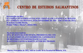 Presentación del libro  “El conflicto interno en Falange española de las JONS y su reflejo en la prensa..."